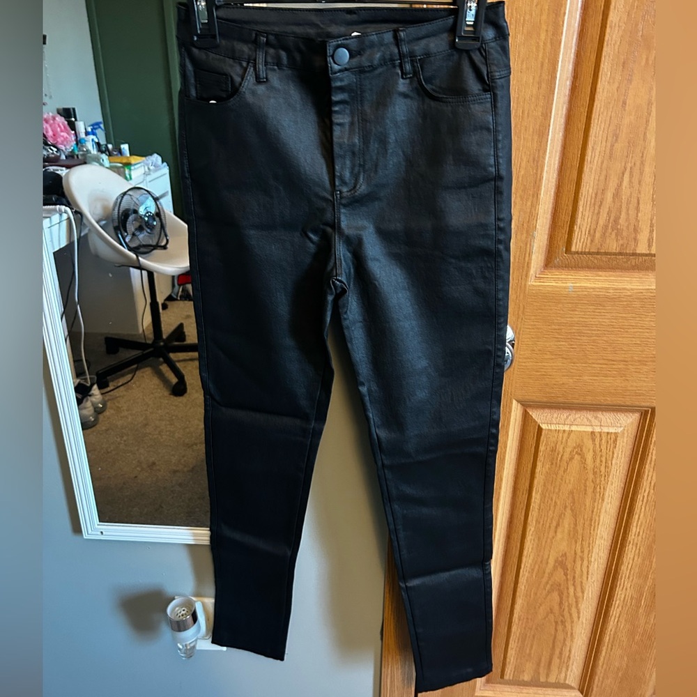 Women’s Black Leather-Like Pants